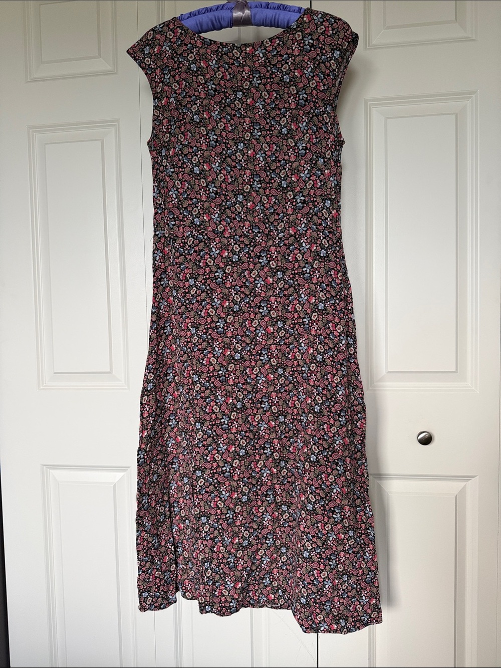 LOFT Sleeveless Floral Midi Dress in Black and Pink